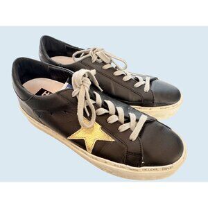 GOLDEN GOOSE Black Leather Hi Star Low Top Platform Sneakers Size 9
